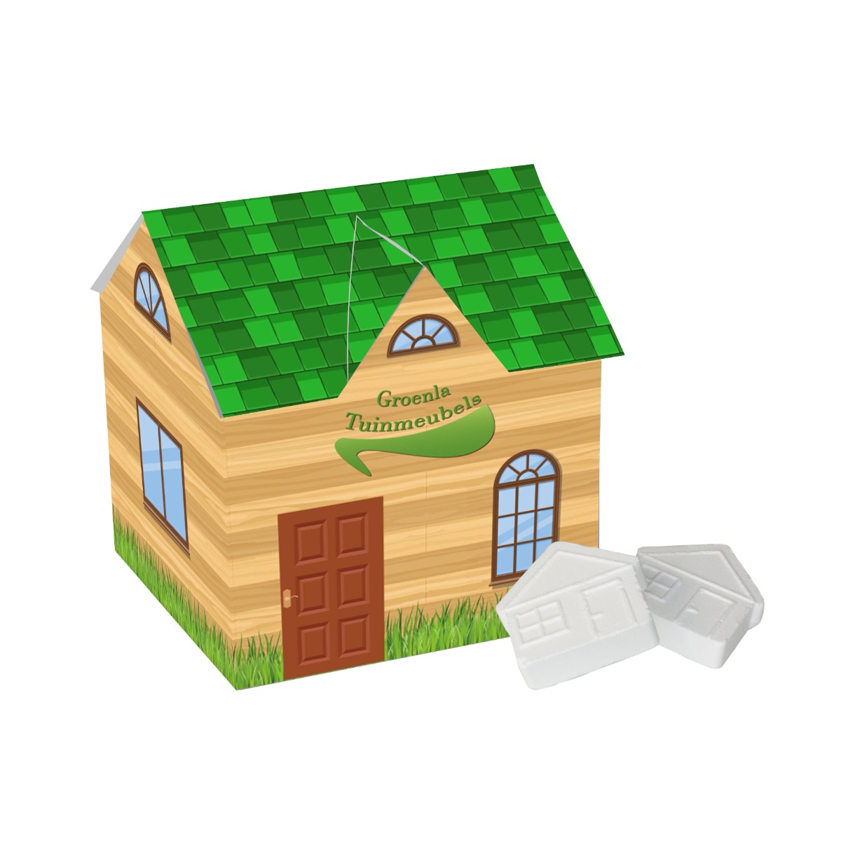Mintpastiller i hus med logo 20 g | Fås i flere farver | Min. 250 stk.