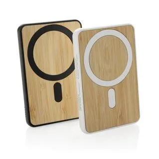Magnetisk powerbanks med logo 5000 mAh Bambus