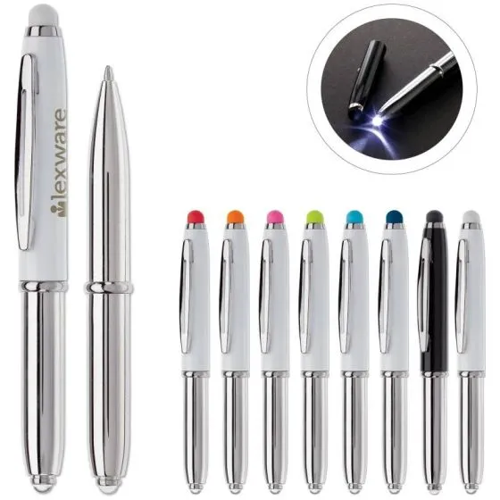 Kuglepenne med logo LED og Stylus Metal/Twist
