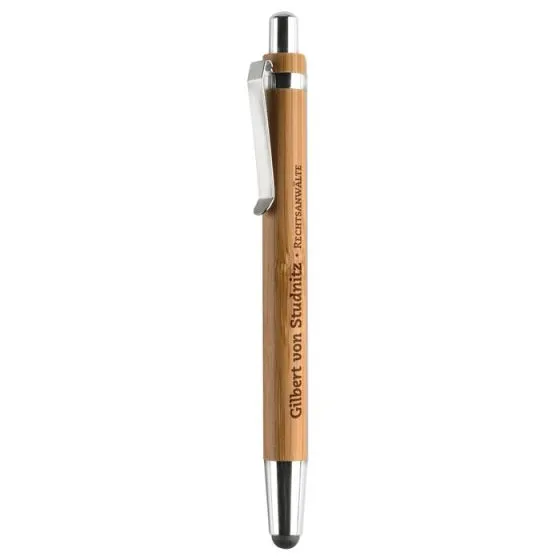 Kuglepenne med logo Stylus Bambus/Klik 