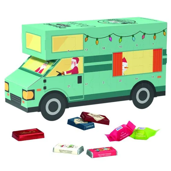 Julekalendere med chokolade i eget design 72-192g Camper
