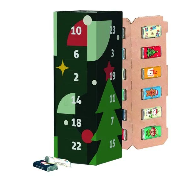 Julekalendere med chokolade i eget design 72g Tårn