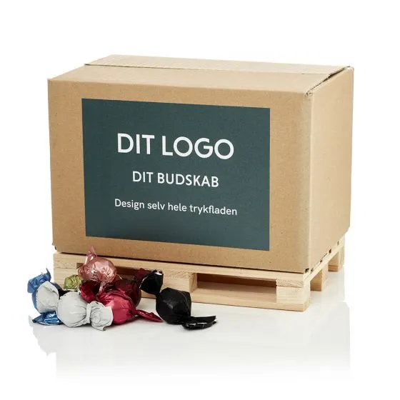 Slik på 1/1 palle med logo