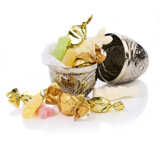 Påske mix 1, 100g (57007): chokoladeæg, guldkarameller, syrlige påskevingummier og fine skumharer