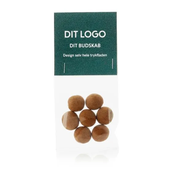 Lakrids kugler i cellofanposer med logo 51g