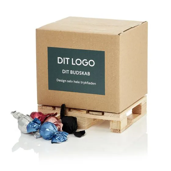 Slik på en 1/2 palle med logo