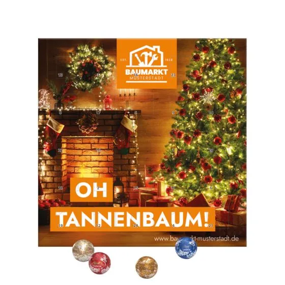 Julekalendere med chokolade i eget design 109g Kvadrat