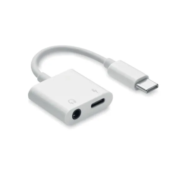 USB-C adaptere med logo til USB-C og Jack-stick