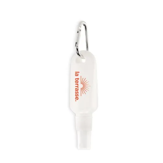 Solcremespray med logo SPF25 Nøglering