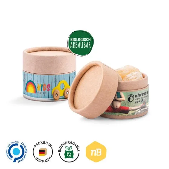 Slik i papirsbøtter med logo 50g