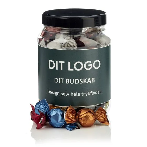 Slik og chokolade i plastbøtter med logo 1500ml