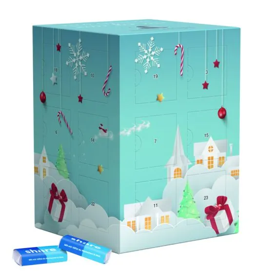 Julekalendere med chokolade i eget design 72-124g Tårn