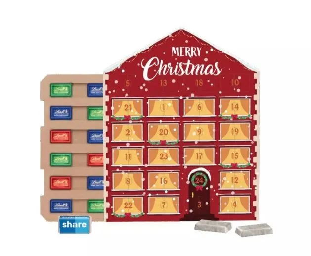Julekalendere med chokolader i eget design 72-124g Hus