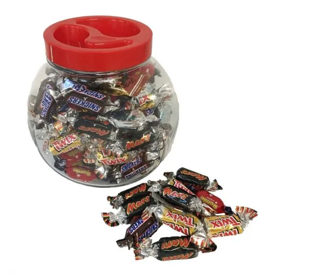 Choko-Lakrids kugler i glasbøtter med logo 750gram