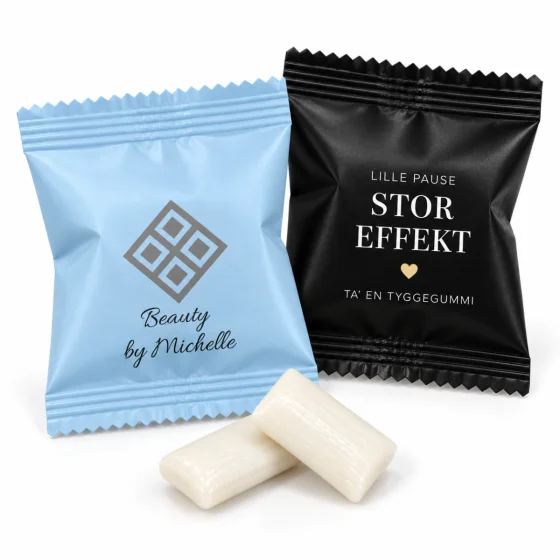 Tyggegummi i slikposer med logo