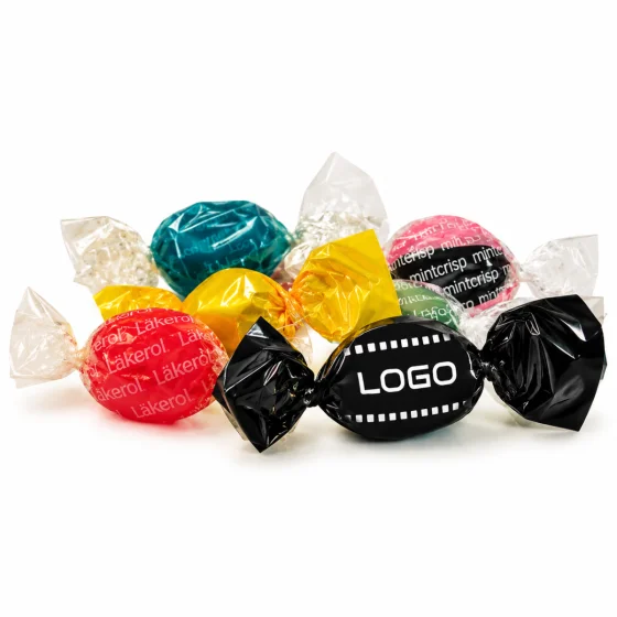 Bolcher i twistede folie med logo 10 kg